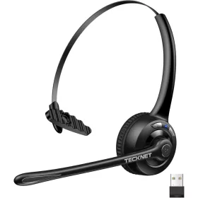   TECKNET TK-HS004 Bluetooth Headset, On Ear, Bluetooth 5.2, USB Dongle, Vezeték Nélküli, Zajszűrő Mikrofon, 330° Forgatható Kar, Fekete