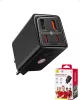 Baseus GaN6 USB C Hálózati Töltő, FC BAYERN, 65 W, 2x USB C, 2x USB A, PD 3.0, QC 4.0+, PPS, SCP, AFC, 5 V 2.4 A, Több Eszköz Töltés, Fekete