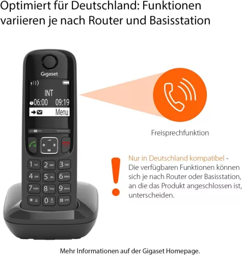 Gigaset AS690 vezeték nélküli telefon, nagy kijelző, kihangosító, tiltólista funkcióval