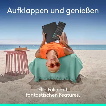   Logitech Flip Folio Billentyűzetes Tok 13 Hüvelykes iPad Pro M4 M5 És iPad Air M2000 L, Bluetooth, Német QWERTZ, Levehető Billentyűzet, Grafitszürke