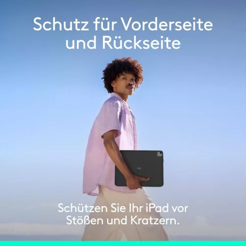 Logitech Flip Folio Billentyűzetes Tok 13 Hüvelykes iPad Pro M4 M5 És iPad Air M2000 L, Bluetooth, Német QWERTZ, Levehető Billentyűzet, Grafitszürke