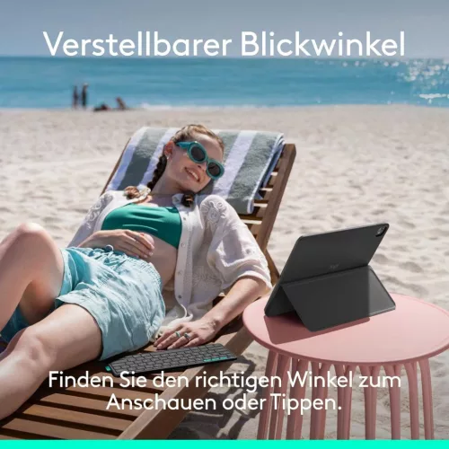 Logitech Flip Folio Billentyűzetes Tok 13 Hüvelykes iPad Pro M4 M5 És iPad Air M2000 L, Bluetooth, Német QWERTZ, Levehető Billentyűzet, Grafitszürke