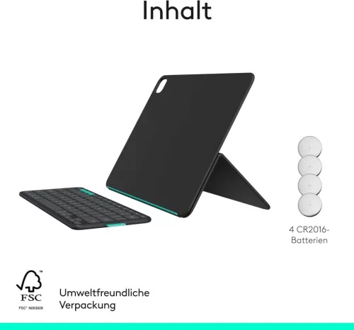 Logitech Flip Folio Billentyűzetes Tok 13 Hüvelykes iPad Pro M4 M5 És iPad Air M2000 L, Bluetooth, Német QWERTZ, Levehető Billentyűzet, Grafitszürke