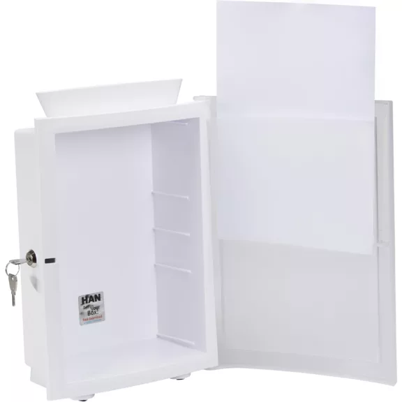 HAN 4102-12 ImageIn Ballot Box, Műanyag, A4 Lapméret, 500 Lap Kapacitás, Zárható, Fali Rögzítés, Mobil Használat, Fehér HAN 4102-12 ImageIn Ballot Box, Műanyag, A4 Lapméret, 500 Lap Kapacitás, Zárható, Fali Rögzítés, Mobil Használat, Fehér