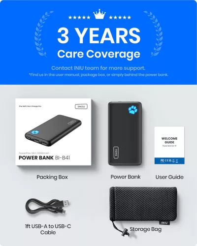 INIU 10000mAh Slim Power Bank USB-C Kimenettel és Bemenettel