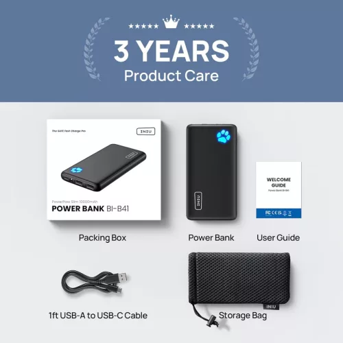INIU 10000mAh Slim Power Bank USB-C Kimenettel és Bemenettel