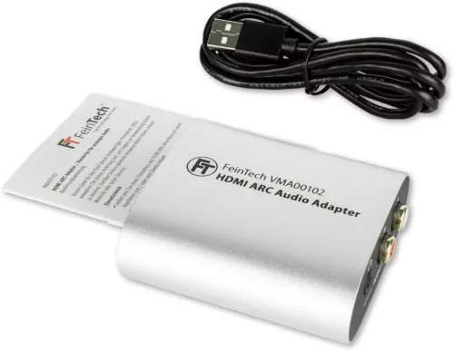 FeinTech VMA00102 HDMI ARC eARC Audio TV Adapter, Fejhallgató És Sztereó Rendszer Csatlakozás, RCA, 3,5 Mm Jack, Hangerőszabályzás, Fém Ház, Fekete