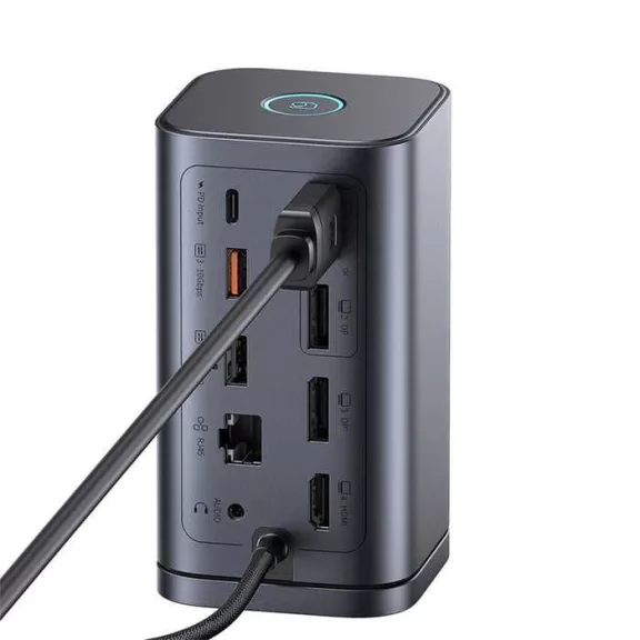 Baseus Spacemate 11-in-1 Dokkoló (Windows), 2× HDMI, 2× DisplayPort, USB-C, 2× USB-A 10Gbps, USB-A 2.0, Gigabit Ethernet, 3,5mm Jack, PD 100W