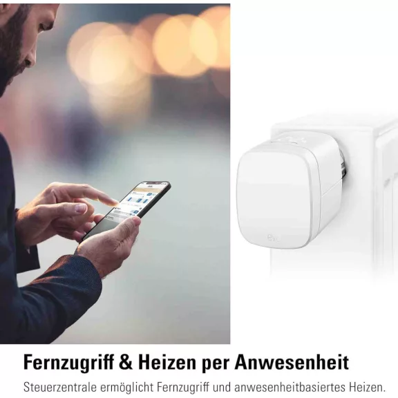 Eve Thermo (20EBP1701) Okos Radiátortermosztát, Apple HomeKit Vezérlés, Thread Hálózat, Bluetooth, Siri Támogatás, Helyiségenkénti Fűtés, 2x AA Cserélhető Elem, Fehér