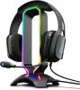 THE G-LAB K-Stand Radon Fejhallgató Állvány, Gaming, RGB Háttérvilágítás, 7 Szín, USB 2.0 Hub 2×, Csúszásgátló Talp, PC, PS4, Xbox, Fekete
