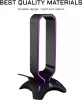 THE G-LAB K-Stand Radon Fejhallgató Állvány, Gaming, RGB Háttérvilágítás, 7 Szín, USB 2.0 Hub 2×, Csúszásgátló Talp, PC, PS4, Xbox, Fekete