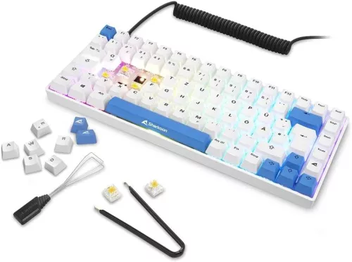 Sharkoon Skiller SGK50 S3 PBT Mechanikus Billentyűzet, 75 Százalékos, Gateron G Pro V3 Yellow, PBT Kupakok, RGB Háttérvilágítás, USB-C Kábel, Fekete