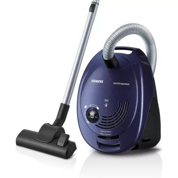   Siemens VS06B1110 Synchropower Porzsákos Porszívó, 600 W, HighPower Motor, PowerSecure Rendszer, 4 L Portartály, Mikrofilter, Mosható Szűrő, 80 dB, 9 m Hatótáv, Fém Teleszkópos Cső, Moonlight Blue