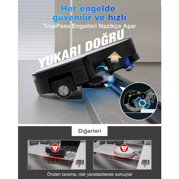 ECOVACS X11 OMNICYCLONE Robotporszívó Felmosó Funkcióval, 19500 Pa Szívóerő, 100 W Motor, PowerBoost, OZMO Roller 2.0, AI Stain Detection 2.0, Fekete Barna