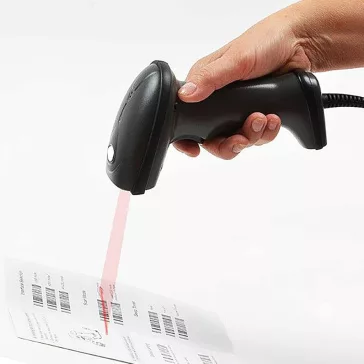   Vultech BC-01 Lézeres Vonalkódolvasó, Optikai Barcode Scanner, USB, RS232, PS2, 1000 S/s, 650 nm, Automatikus Olvasás, Fekete