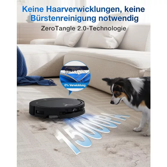 ECOVACS T50 OMNI Robotporszívó és Felmosó, 15 000 Pa, 200 min, Alkalmazás- és Hangvezérlés, TruEdge 2.0, Felmosóemelés, HEPA, Fekete