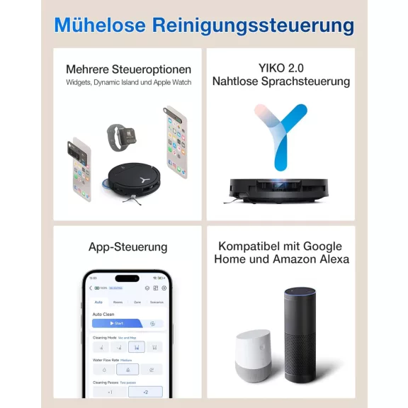 ECOVACS T50 OMNI Robotporszívó és Felmosó, 15 000 Pa, 200 min, Alkalmazás- és Hangvezérlés, TruEdge 2.0, Felmosóemelés, HEPA, Fekete
