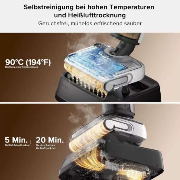 Roborock F25 BX Vezeték Nélküli Porszívó és Felmosó, 200 W, 20000 Pa, 60 Perc Üzemidő, 4000 mAh Li-ion Akkumulátor, 0,72 L Portartály, HEPA Szűrő, 75 dB, Fekete