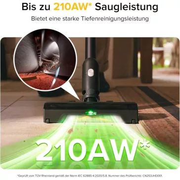   Roborock H60 Ultra Vezeték Nélküli Porszívó, 210 AW Szívóerő, 90 Perc Üzemidő, HEPA Szűrő, 5 Fokozatú Szűrés, 3 Üzemmód, Fekete