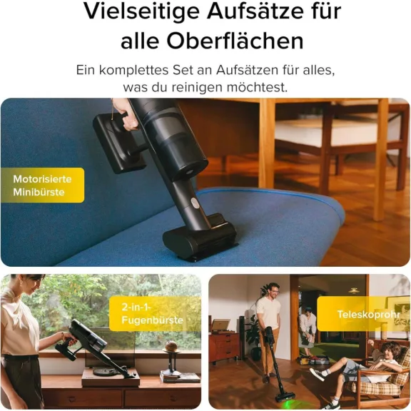 Roborock H60 Ultra Vezeték Nélküli Porszívó, 210 AW Szívóerő, 90 Perc Üzemidő, HEPA Szűrő, 5 Fokozatú Szűrés, 3 Üzemmód, Fekete