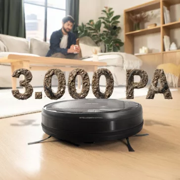   Cecotec Conga M10 Advance Robotporszívó, 3000 Pa, 150 perc, 150 m², Minden Felületre, Alkalmazásvezérlés, Ütközésgátló, Dokkolóállomás, Fekete