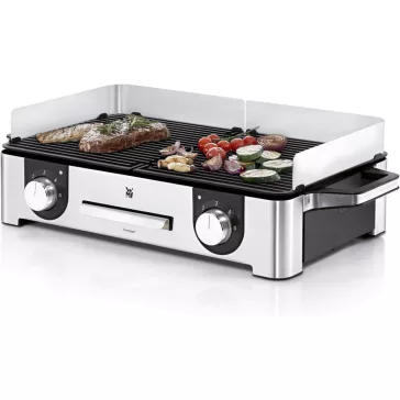   WMF Lono Master Hordozható Elektromos Grill, 2400 W, 2 Hőmérséklet-szabályozó, Mosogatógépben Mosható Tálca, Ezüst
