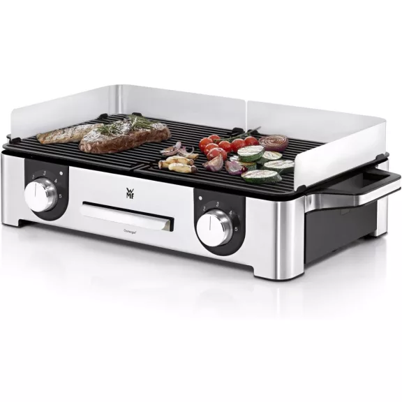 WMF Lono Master Hordozható Elektromos Grill, 2400 W, 2 Hőmérséklet-szabályozó, Mosogatógépben Mosható Tálca, Ezüst WMF Lono Master Hordozható Elektromos Grill, 2400 W, 2 Hőmérséklet-szabályozó, Mosogatógépben Mosható Tálca, Ezüst