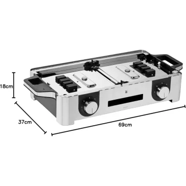   WMF Lono Master Hordozható Elektromos Grill, 2400 W, 2 Hőmérséklet-szabályozó, Mosogatógépben Mosható Tálca, Ezüst