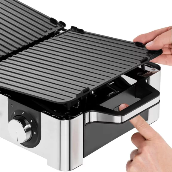 WMF Lono Master Hordozható Elektromos Grill, 2400 W, 2 Hőmérséklet-szabályozó, Mosogatógépben Mosható Tálca, Ezüst WMF Lono Master Hordozható Elektromos Grill, 2400 W, 2 Hőmérséklet-szabályozó, Mosogatógépben Mosható Tálca, Ezüst