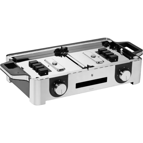 WMF Lono Master Hordozható Elektromos Grill, 2400 W, 2 Hőmérséklet-szabályozó, Mosogatógépben Mosható Tálca, Ezüst WMF Lono Master Hordozható Elektromos Grill, 2400 W, 2 Hőmérséklet-szabályozó, Mosogatógépben Mosható Tálca, Ezüst
