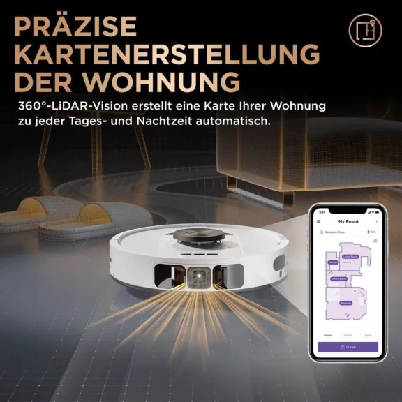Shark PowerDetect Robotporszívó És Felmosó, NeverTouch Állomás, Öntisztító Felmosópad, Öntöltő Víztartály, 3D 360° LiDAR, App Vezérlés, Fehér