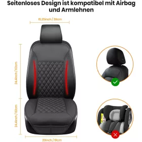   LUSRAIT Seat Cover 01 Ülésvédő Párna, Teljes Háttámlás Ülésvédő, Műbőr, Csúszásgátló Gumi Alj, Állítható Vállpánt, Iroda Szék, Fekete, 0,68 kg