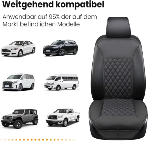 LUSRAIT Seat Cover 01 Ülésvédő Párna, Teljes Háttámlás Ülésvédő, Műbőr, Csúszásgátló Gumi Alj, Állítható Vállpánt, Iroda Szék, Fekete, 0,68 kg