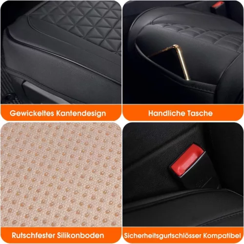 LUSRAIT Seat Cover 01 Ülésvédő Párna, Teljes Háttámlás Ülésvédő, Műbőr, Csúszásgátló Gumi Alj, Állítható Vállpánt, Iroda Szék, Fekete, 0,68 kg