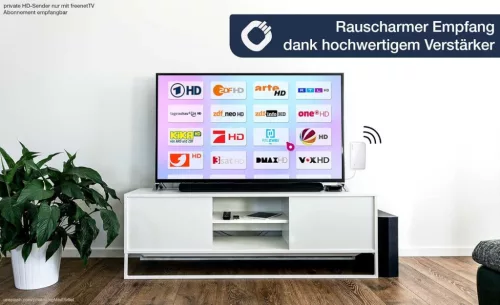 Oehlbach Scope Vision Beltéri TV Antenna, DVB-T2 HD, Digitális, Aktív Erősítő, Full HD, 50 Csatorna, 75 Ω, USB Táplálás, Fehér