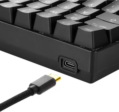 Sharkoon Skiller SGK50 S4 Mechanikus Gaming Billentyűzet, 60% Layout, Kailh Red, Hot-Swap, RGB Háttérvilágítás, USB, PC, Fekete