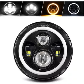   CO LIGHT J003T-B-1PC LED Fényszóró, 18cm Kerek, 30W, 12V, 6000lm Távolsági, 3200lm Tompított, DRL, Index, IP68, Motorkerékpár, Fehér, Átlátszó Lencse