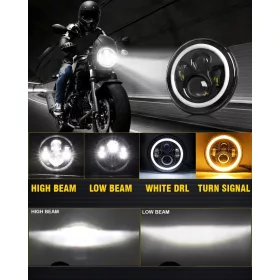   CO LIGHT J003T-B-1PC LED Fényszóró, 18cm Kerek, 30W, 12V, 6000lm Távolsági, 3200lm Tompított, DRL, Index, IP68, Motorkerékpár, Fehér, Átlátszó Lencse