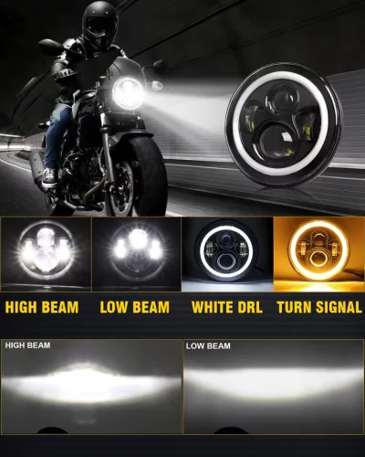 CO LIGHT J003T-B-1PC LED Fényszóró, 18cm Kerek, 30W, 12V, 6000lm Távolsági, 3200lm Tompított, DRL, Index, IP68, Motorkerékpár, Fehér, Átlátszó Lencse