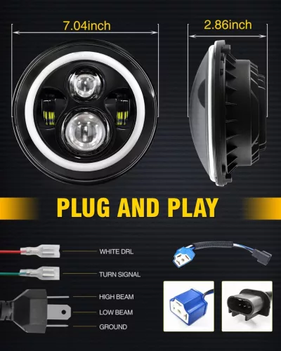 CO LIGHT J003T-B-1PC LED Fényszóró, 18cm Kerek, 30W, 12V, 6000lm Távolsági, 3200lm Tompított, DRL, Index, IP68, Motorkerékpár, Fehér, Átlátszó Lencse