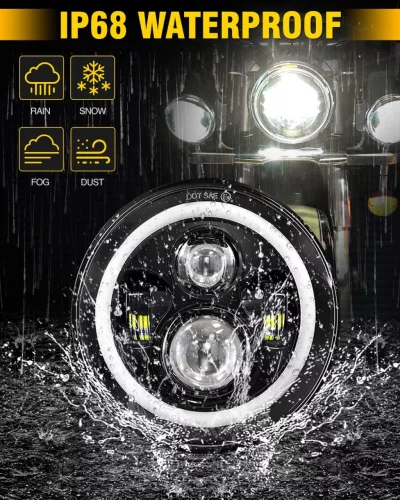 CO LIGHT J003T-B-1PC LED Fényszóró, 18cm Kerek, 30W, 12V, 6000lm Távolsági, 3200lm Tompított, DRL, Index, IP68, Motorkerékpár, Fehér, Átlátszó Lencse