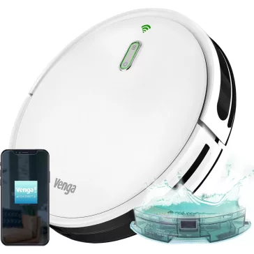   Venga! VG RVC 3001 WH 3 az 1-ben Robotporszívó És Felmosó, 1600 Pa, 600 ml, 120 min, 2600 mAh, Wi-Fi, Giroszkóp, 6 Mód, HEPA, Fehér