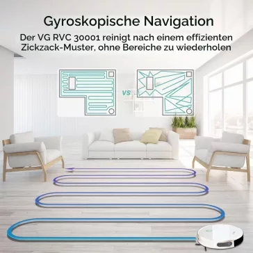   Venga! VG RVC 3001 WH 3 az 1-ben Robotporszívó És Felmosó, 1600 Pa, 600 ml, 120 min, 2600 mAh, Wi-Fi, Giroszkóp, 6 Mód, HEPA, Fehér