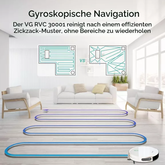 Venga! VG RVC 3001 WH 3 az 1-ben Robotporszívó És Felmosó, 1600 Pa, 600 ml, 120 min, 2600 mAh, Wi-Fi, Giroszkóp, 6 Mód, HEPA, Fehér