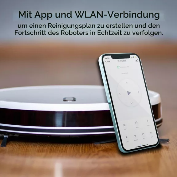 Venga! VG RVC 3001 WH 3 az 1-ben Robotporszívó És Felmosó, 1600 Pa, 600 ml, 120 min, 2600 mAh, Wi-Fi, Giroszkóp, 6 Mód, HEPA, Fehér