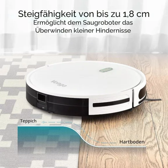 Venga! VG RVC 3001 WH 3 az 1-ben Robotporszívó És Felmosó, 1600 Pa, 600 ml, 120 min, 2600 mAh, Wi-Fi, Giroszkóp, 6 Mód, HEPA, Fehér