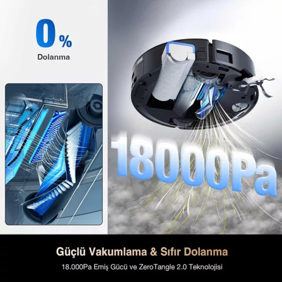 ECOVACS Deebot X8 Pro Omni Robotporszívó És Felmosó, 18000 Pa, Ozmo Roller Mop, Öntisztító Hengerkefe, Edge Cleaning, Hepa Szűrő, Fekete