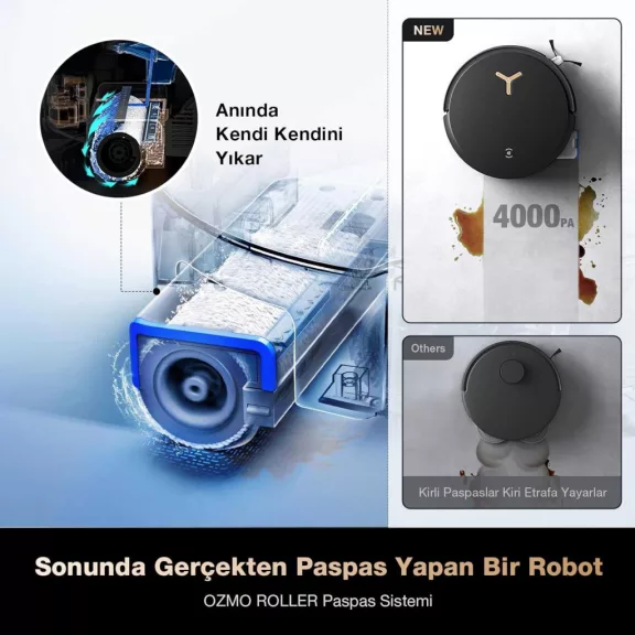 ECOVACS Deebot X8 Pro Omni Robotporszívó És Felmosó, 18000 Pa, Ozmo Roller Mop, Öntisztító Hengerkefe, Edge Cleaning, Hepa Szűrő, Fekete