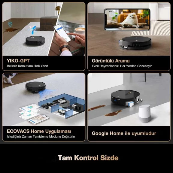 ECOVACS Deebot X8 Pro Omni Robotporszívó És Felmosó, 18000 Pa, Ozmo Roller Mop, Öntisztító Hengerkefe, Edge Cleaning, Hepa Szűrő, Fekete