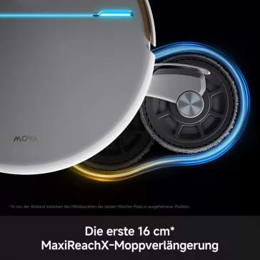  MOVA V70 Ultra Complete X Robotporszívó és Felmosó, 40 000 Pa, Porzsák Nélküli, 16cm felmosó, 6 400 mAh, 48 dB, 16 cm Felmosó, 12 cm Oldalkefe, 9 cm Akadály, Fehér